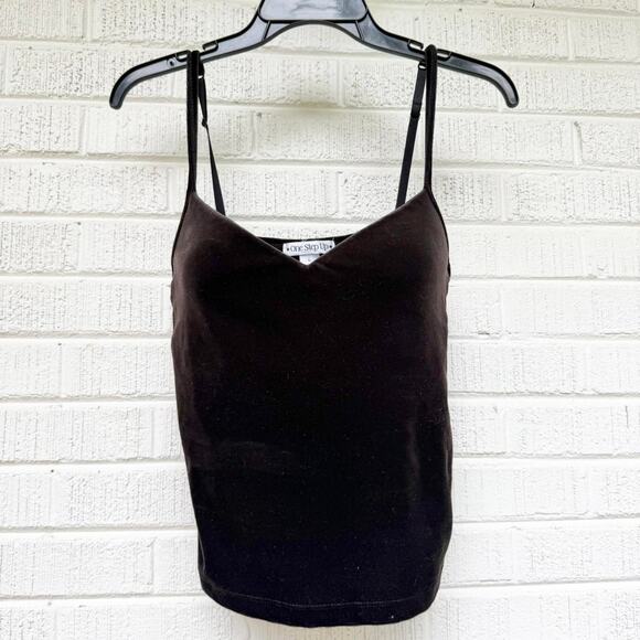 One Step Up Tops - One Step Up Y2K Black Velvet Tank Top